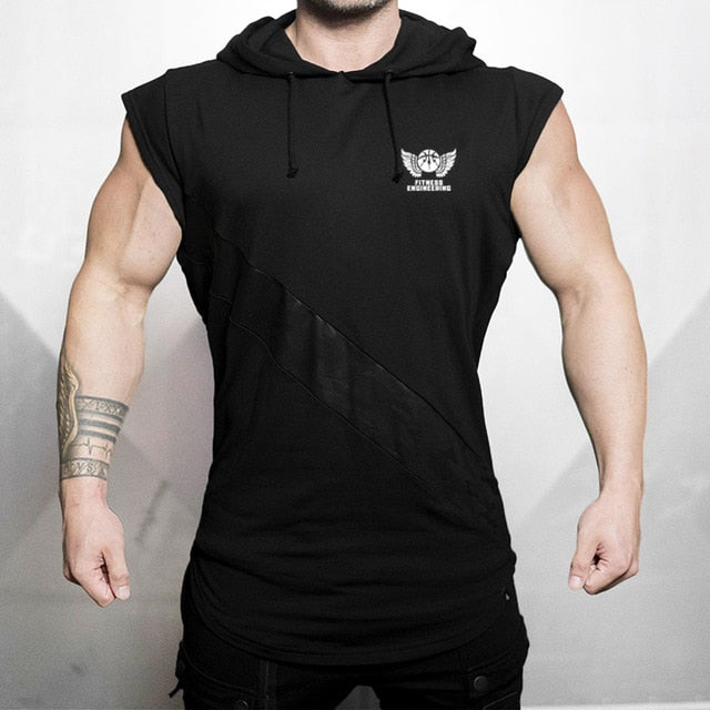 Men's Sleeveless Hooded Tank-FITNESS ENGINEERING