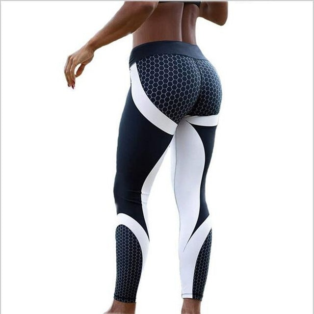 Women's Mesh Pattern Print Leggings-FITNESS ENGINEERING