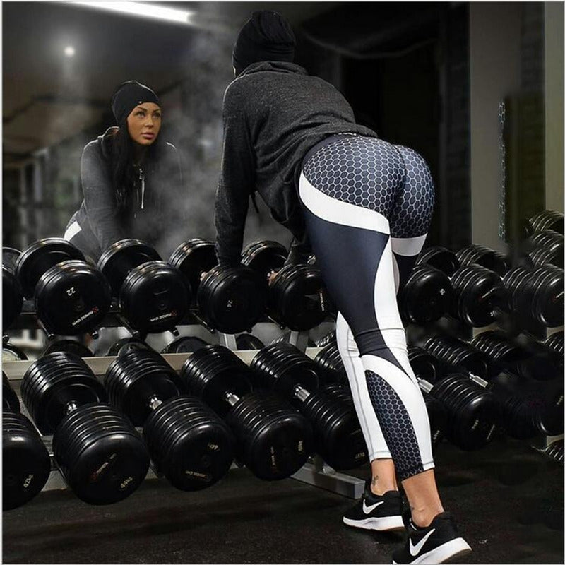 Women's Mesh Pattern Print Leggings-FITNESS ENGINEERING