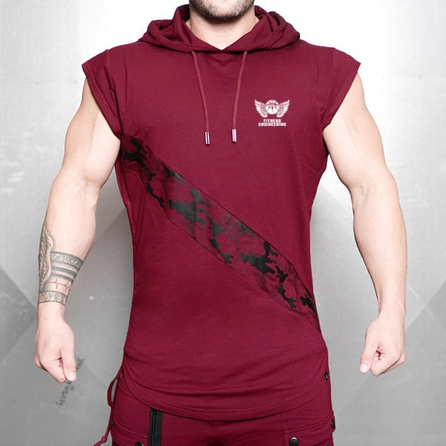 Men's Sleeveless Hooded Tank-FITNESS ENGINEERING